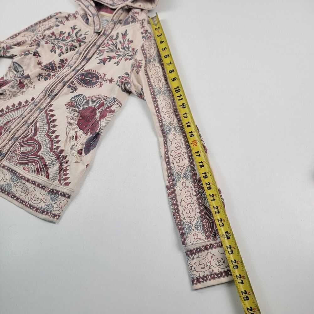 Lucky Brand Cream Hoodie with Burgundy & Sage Paisley Print - Picture 6 of 11